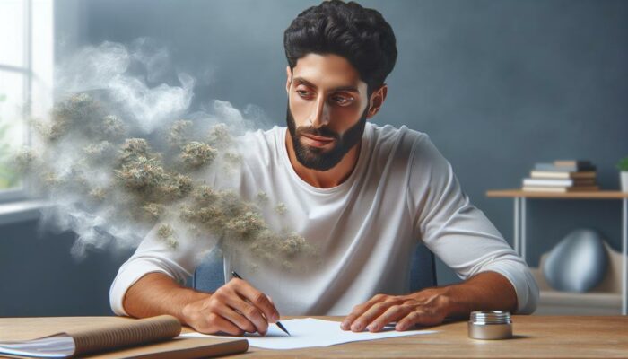 "Image d'une personne concentrée, illustrant les effets positifs du CBD sur la clarté mentale et la concentration"