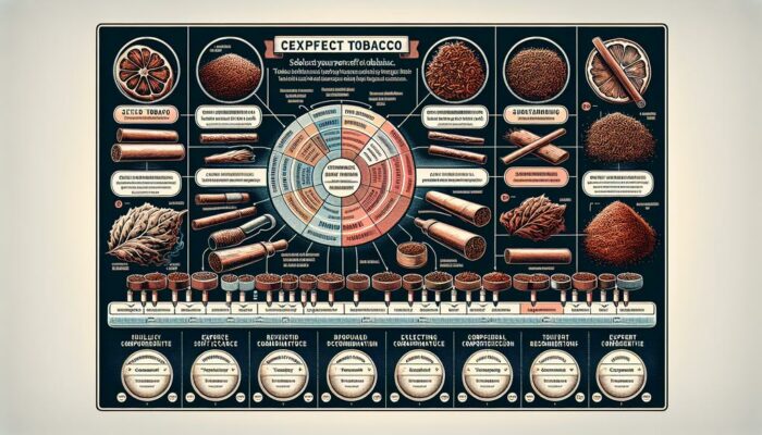 Guide pour Choisir son Tabac : Astuces d'Experts - Image illustrant des différentes variétés de tabac avec des feuilles et des pipes, idéal pour les amateurs de tabac.