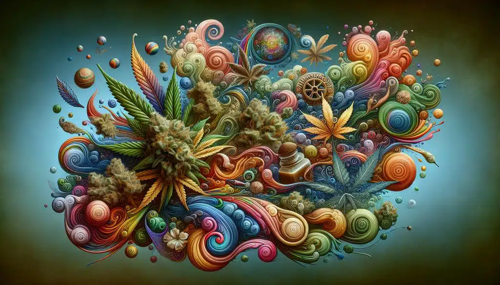 Terpènes dans les Fleurs CBD : Alt Text pour SEO - Image d'une variété de fleurs de cannabis CBD avec différentes couleurs et arômes.