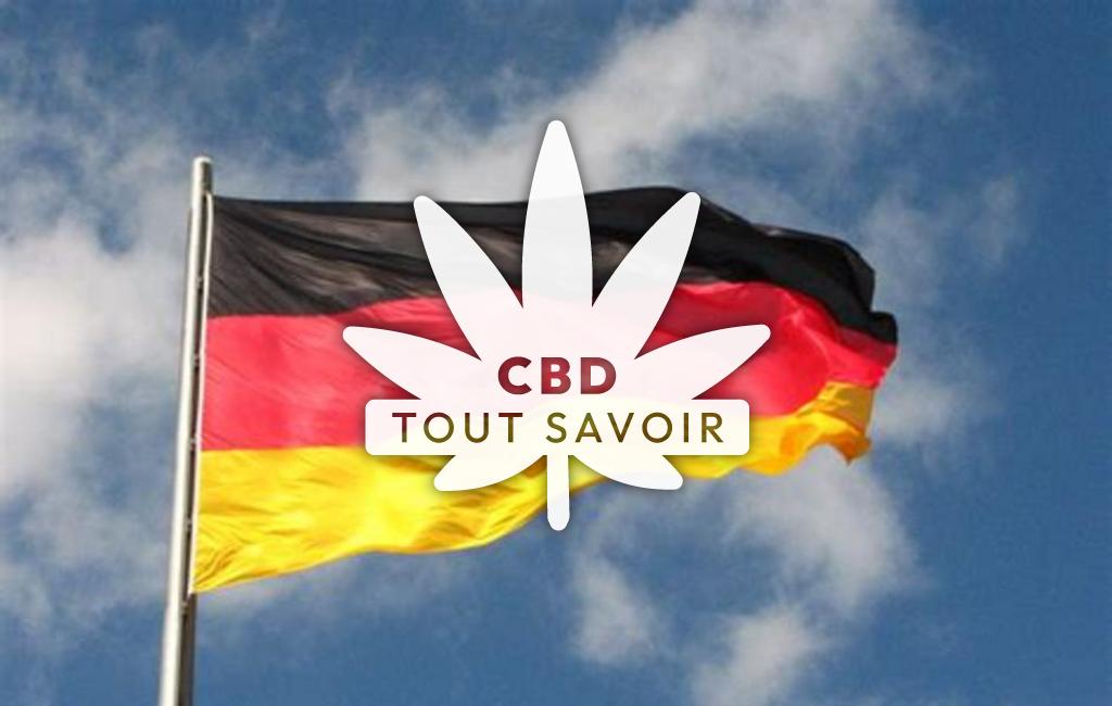 Drapeau Allemagne avec feuille Cannabis CBD