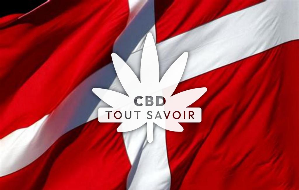 Drapeau Danemark avec feuille Cannabis CBD