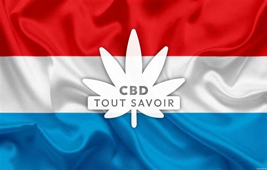 Drapeau Luxembourg avec feuille Cannabis CBD