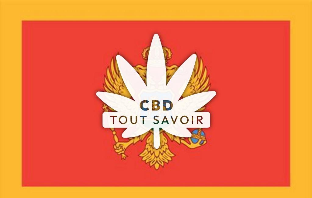 Drapeau Monténégro avec feuille Cannabis CBD