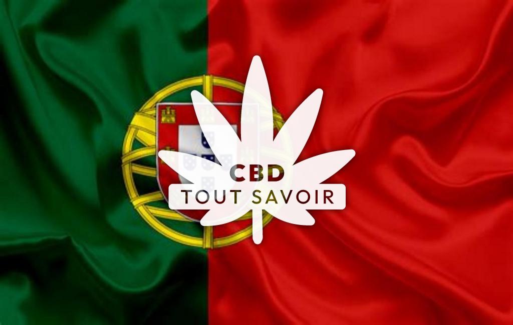 Drapeau Portugal avec feuille Cannabis CBD