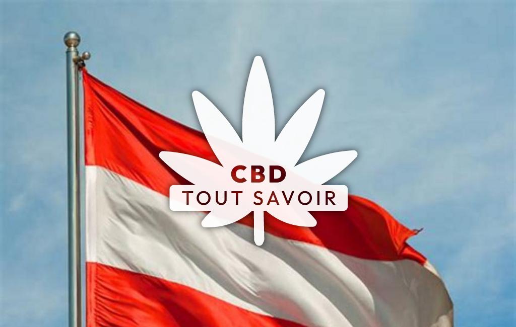 Drapeau Autriche avec feuille Cannabis CBD