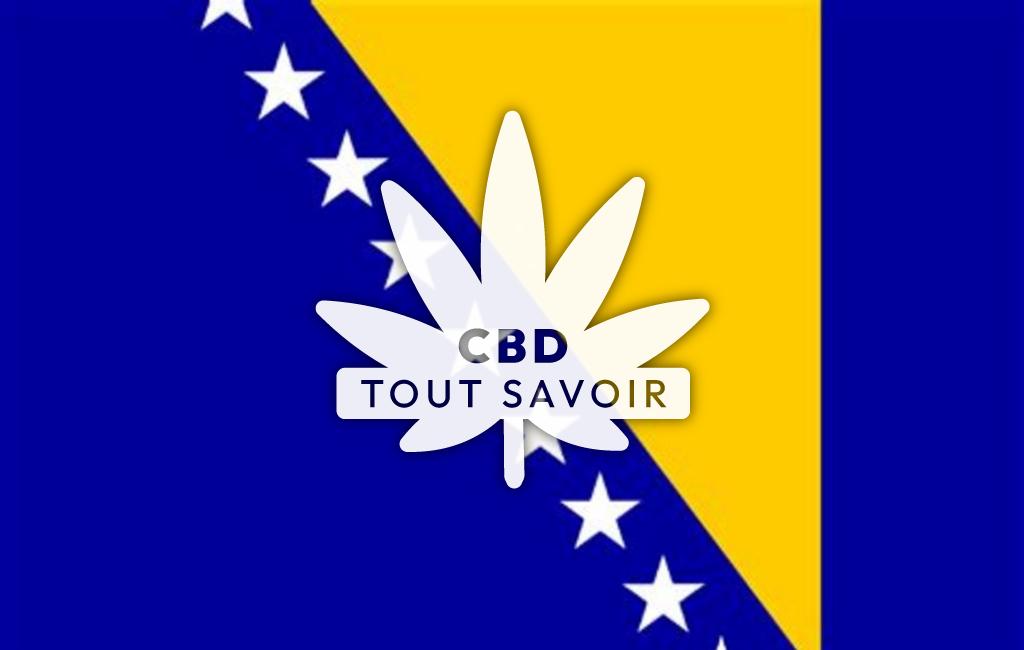 Drapeau Bosnie-Herzégovine avec feuille Cannabis CBD