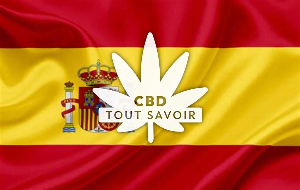 Drapeau Espagne avec feuille Cannabis CBD