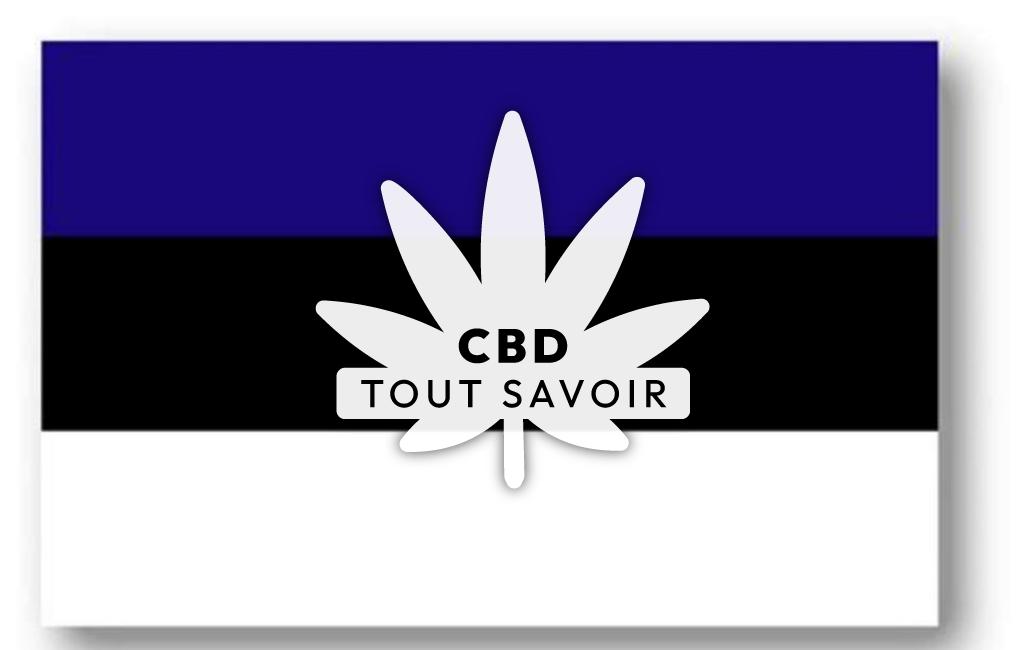 Drapeau Estonie avec feuille Cannabis CBD