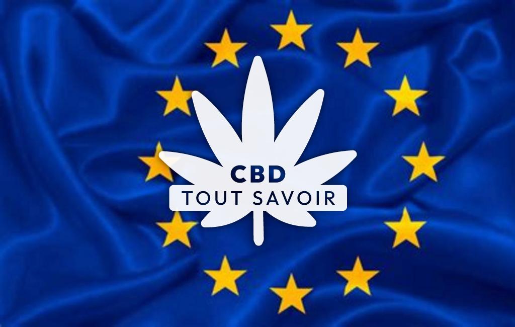 Drapeau Europe avec feuille Cannabis CBD