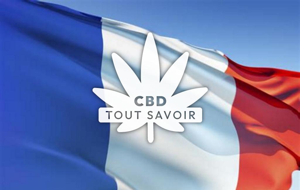 Drapeau France avec feuille Cannabis CBD