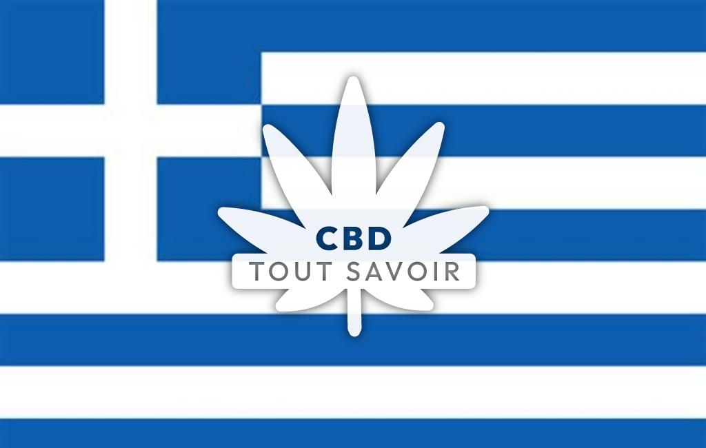 Drapeau Grèce avec feuille Cannabis CBD