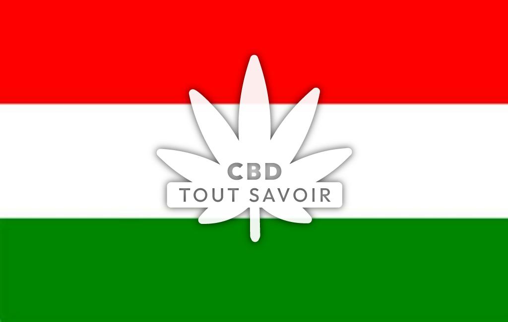 Drapeau Hongrie avec feuille Cannabis CBD