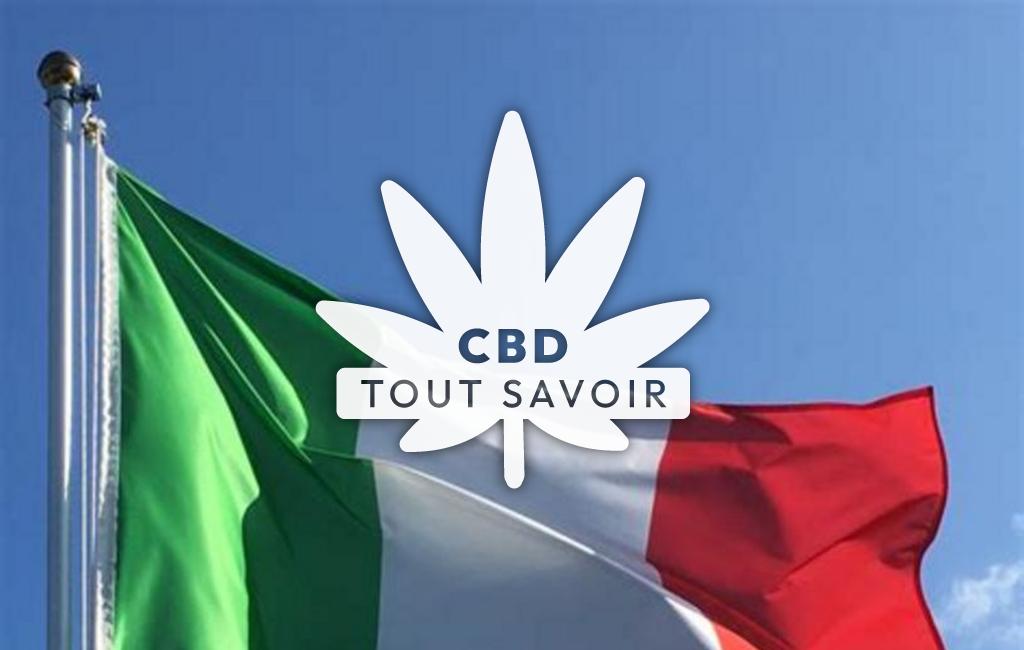 Drapeau Italie avec feuille Cannabis CBD