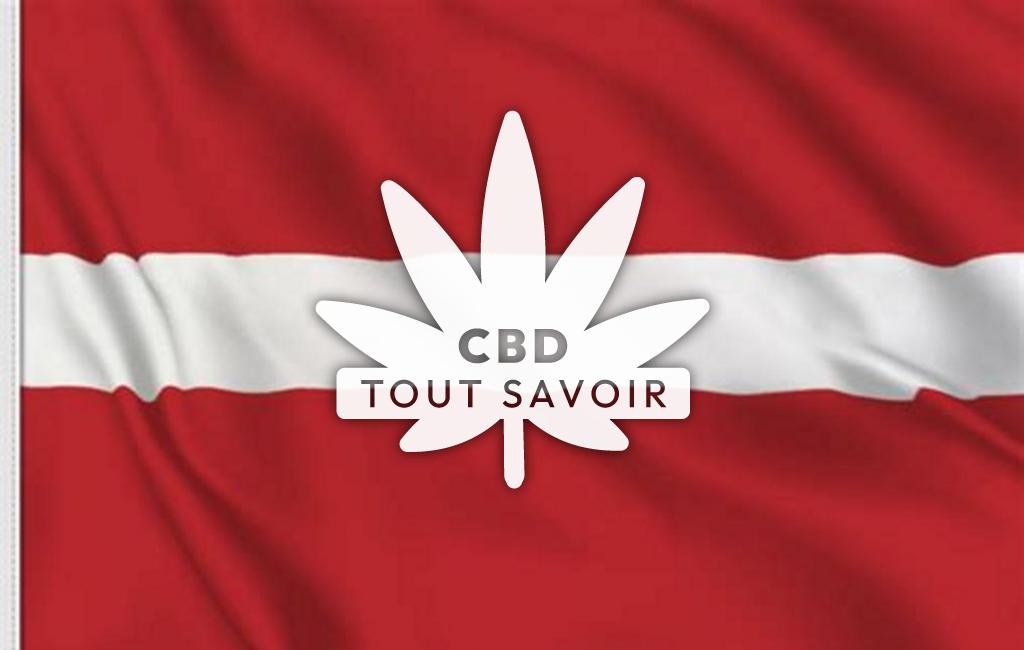 Drapeau Lettonie avec feuille Cannabis CBD