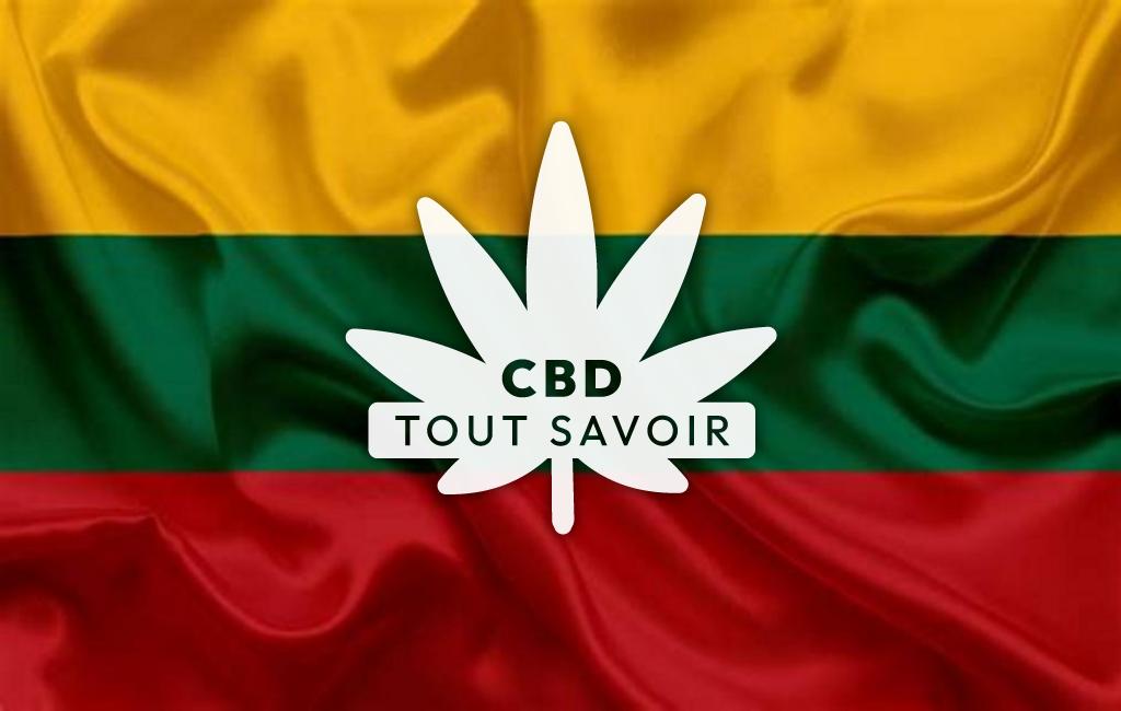 Drapeau Lituanie avec feuille Cannabis CBD