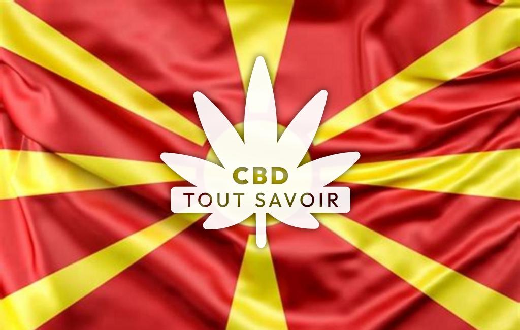 Drapeau Macédoine avec feuille Cannabis CBD