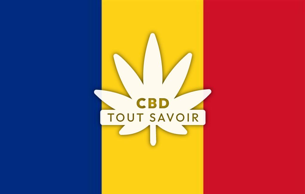 Drapeau Roumanie avec feuille Cannabis CBD