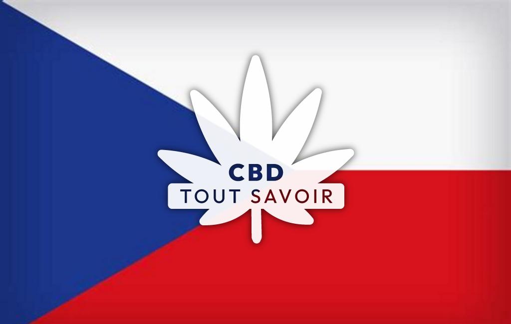 Drapeau République Tchèque avec feuille Cannabis CBD