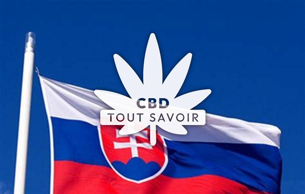 Drapeau Slovaquie avec feuille Cannabis CBD