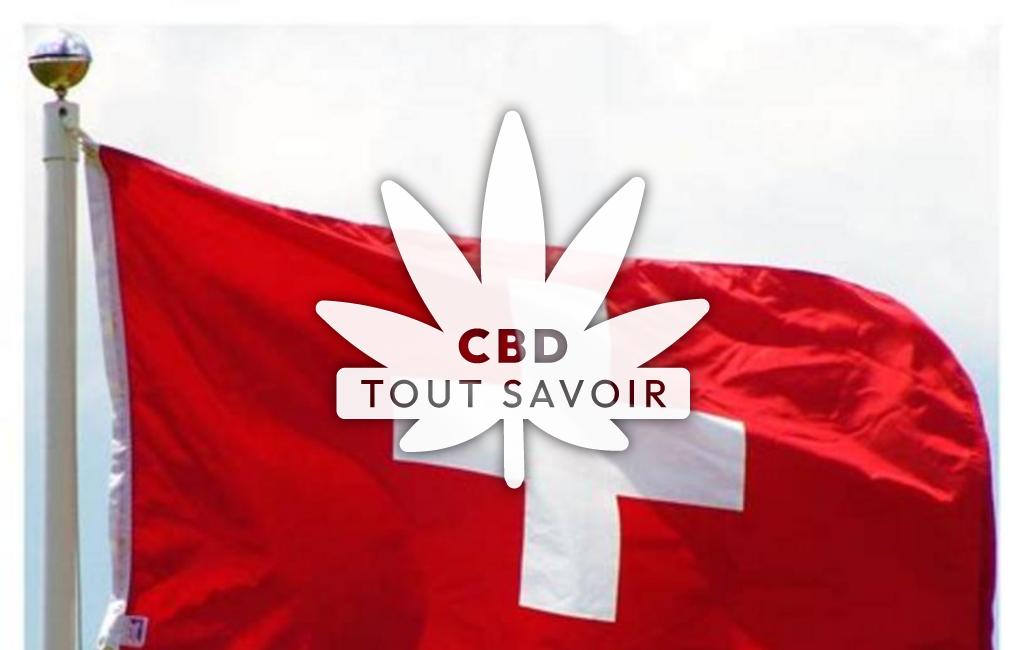 Drapeau Suisse avec feuille Cannabis CBD