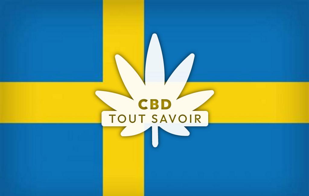 Drapeau Suède avec feuille Cannabis CBD