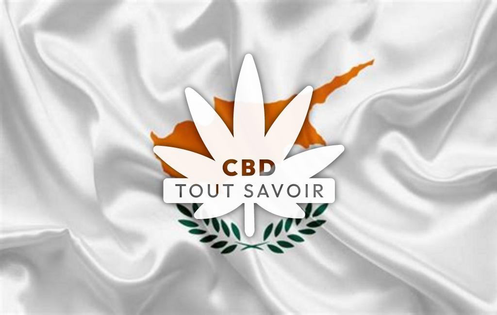 Drapeau Chypre avec feuille Cannabis CBD