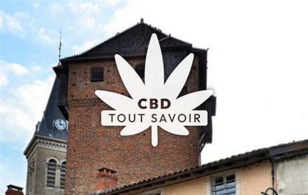 Village à Amberieux-en-Dombes avec feuille Cannabis CBD