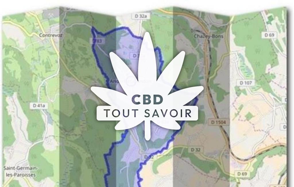 Village à Andert-Et-Condon avec feuille Cannabis CBD