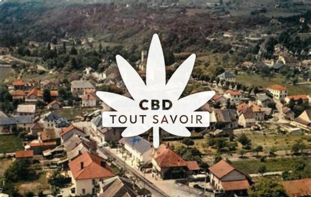 Village à Artemare avec feuille Cannabis CBD