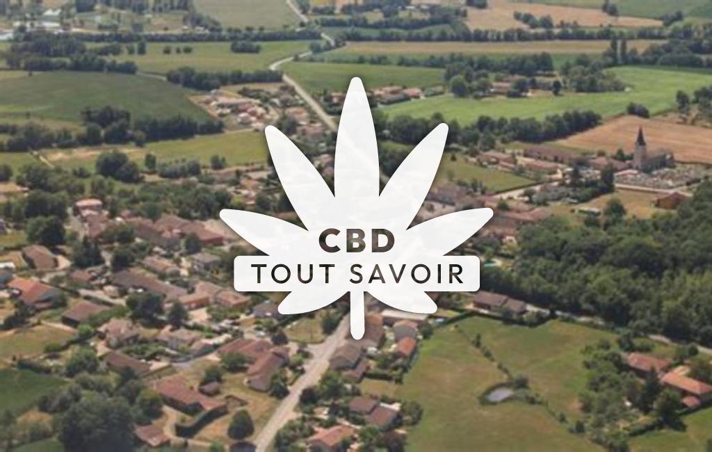 Village à Bage-Dommartin avec feuille Cannabis CBD