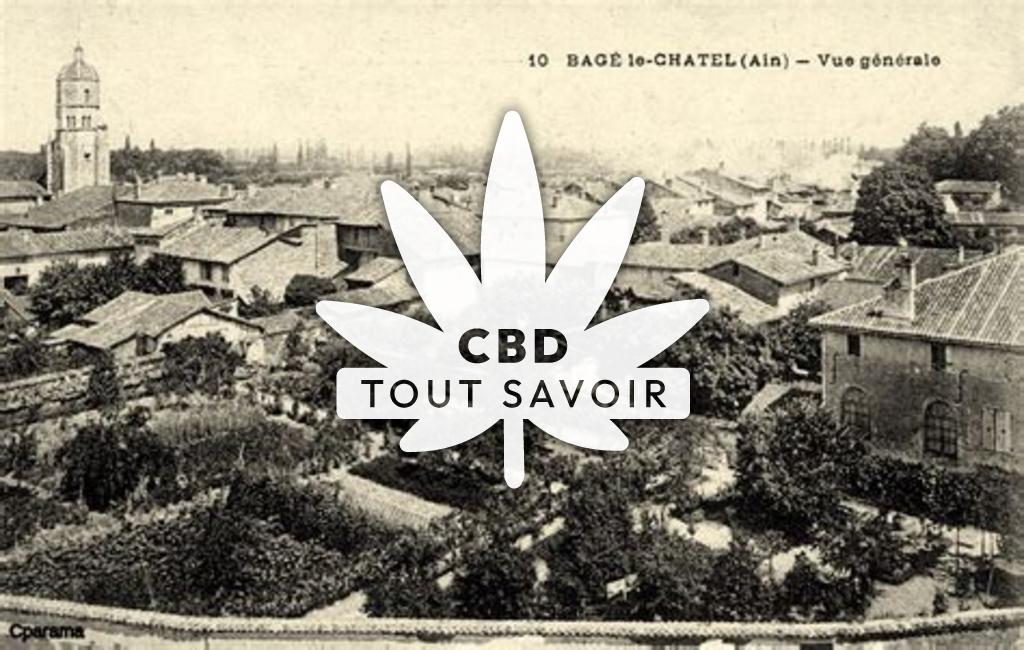 Village à Bage-le-Chatel avec feuille Cannabis CBD