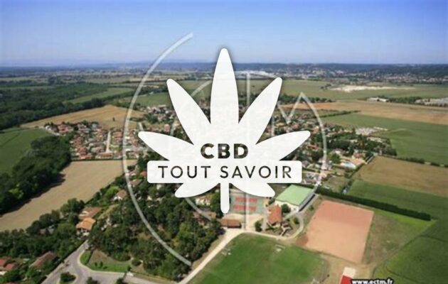 Village à Balan avec feuille Cannabis CBD