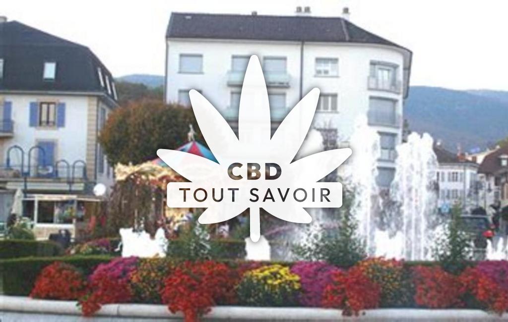 Village à Baneins avec feuille Cannabis CBD