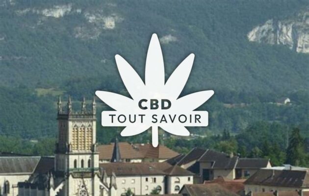 Village à Belley avec feuille Cannabis CBD