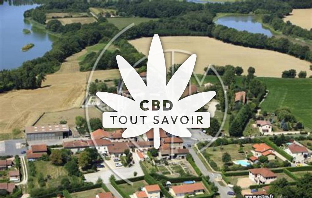 Village à Birieux avec feuille Cannabis CBD