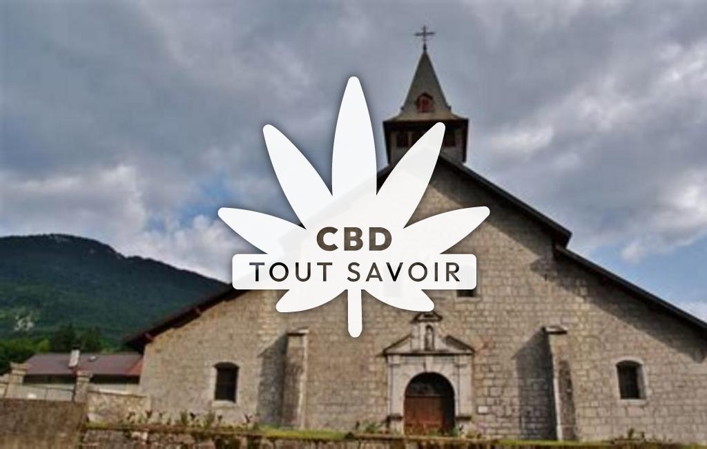 Village à Chezery-Forens avec feuille Cannabis CBD