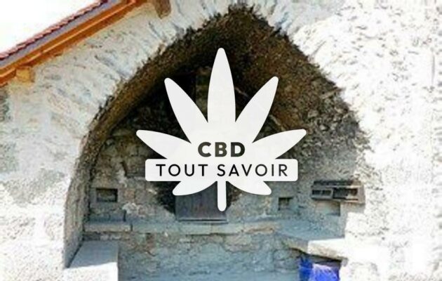 Village à Colomieu avec feuille Cannabis CBD