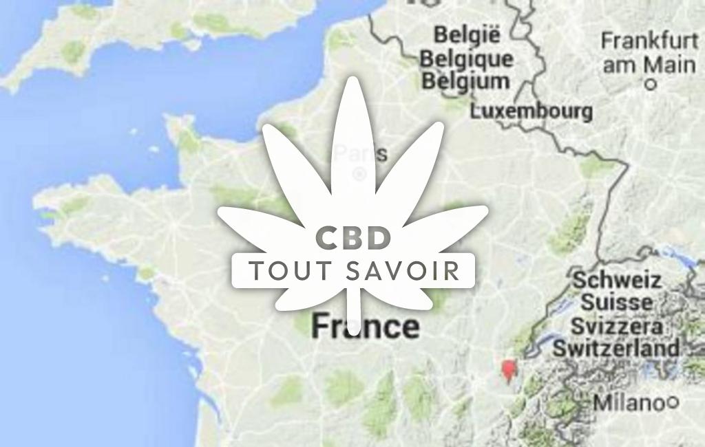 Village à Conzieu avec feuille Cannabis CBD