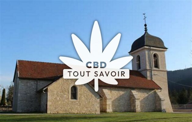 Village à Izenave avec feuille Cannabis CBD