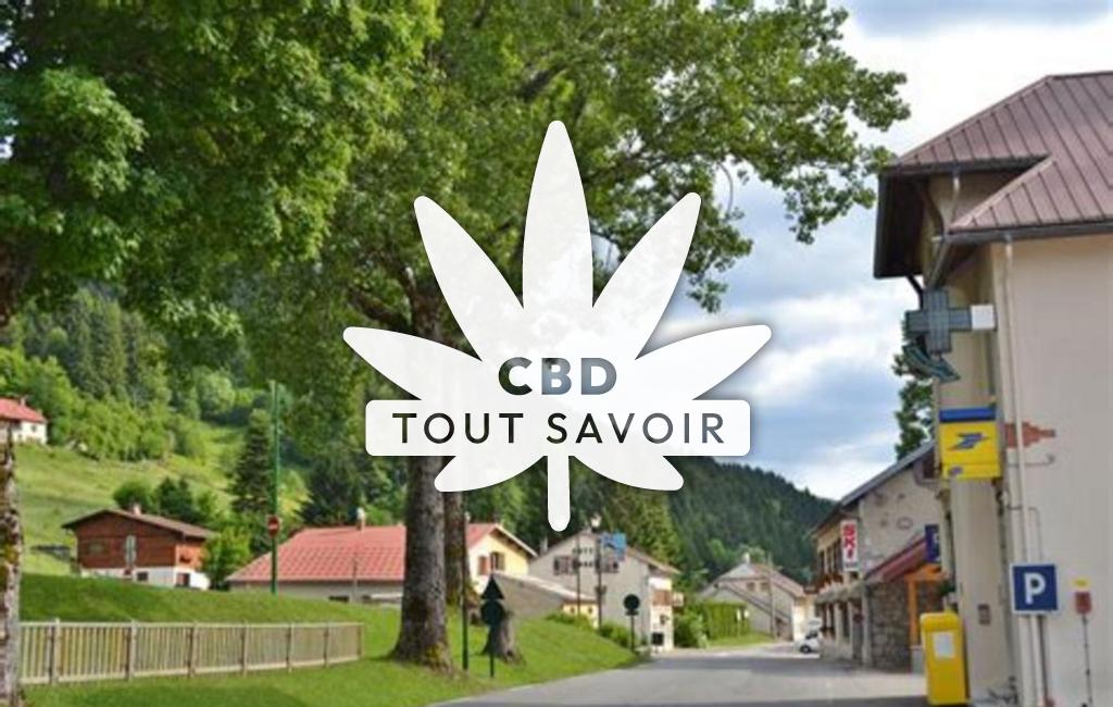 Village à Lelex avec feuille Cannabis CBD