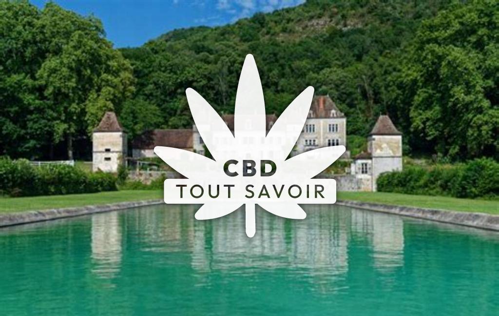 Village à Magnieu avec feuille Cannabis CBD