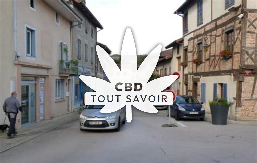 Village à Marboz avec feuille Cannabis CBD