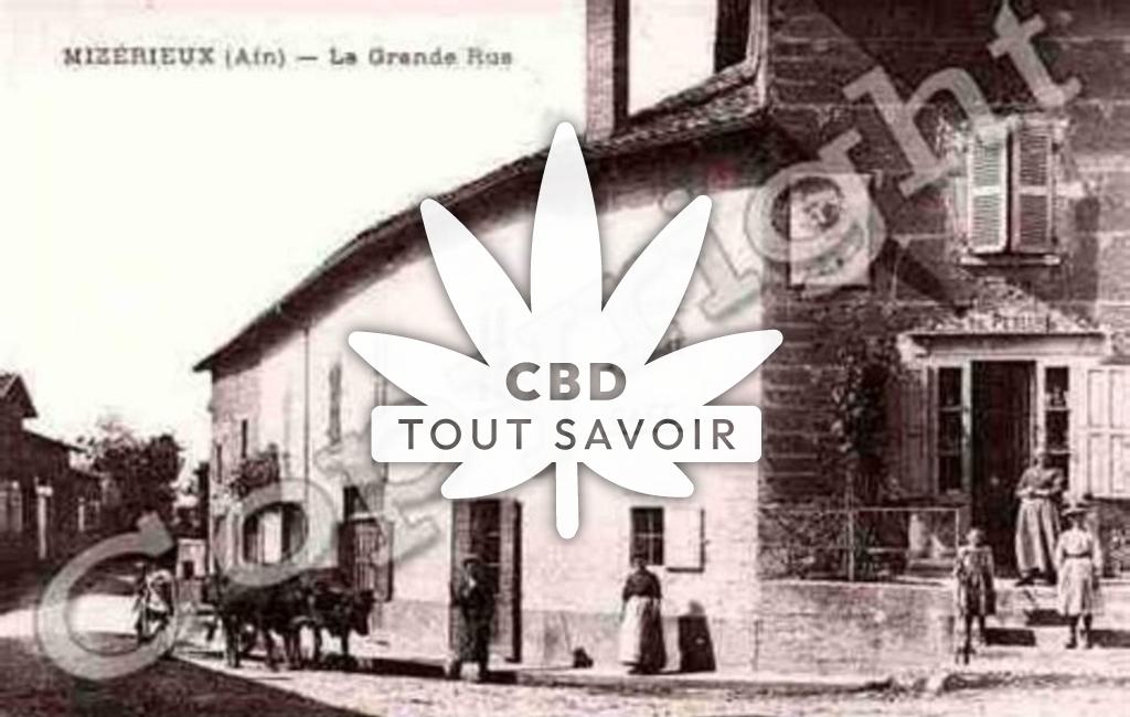 Village à Miserieux avec feuille Cannabis CBD