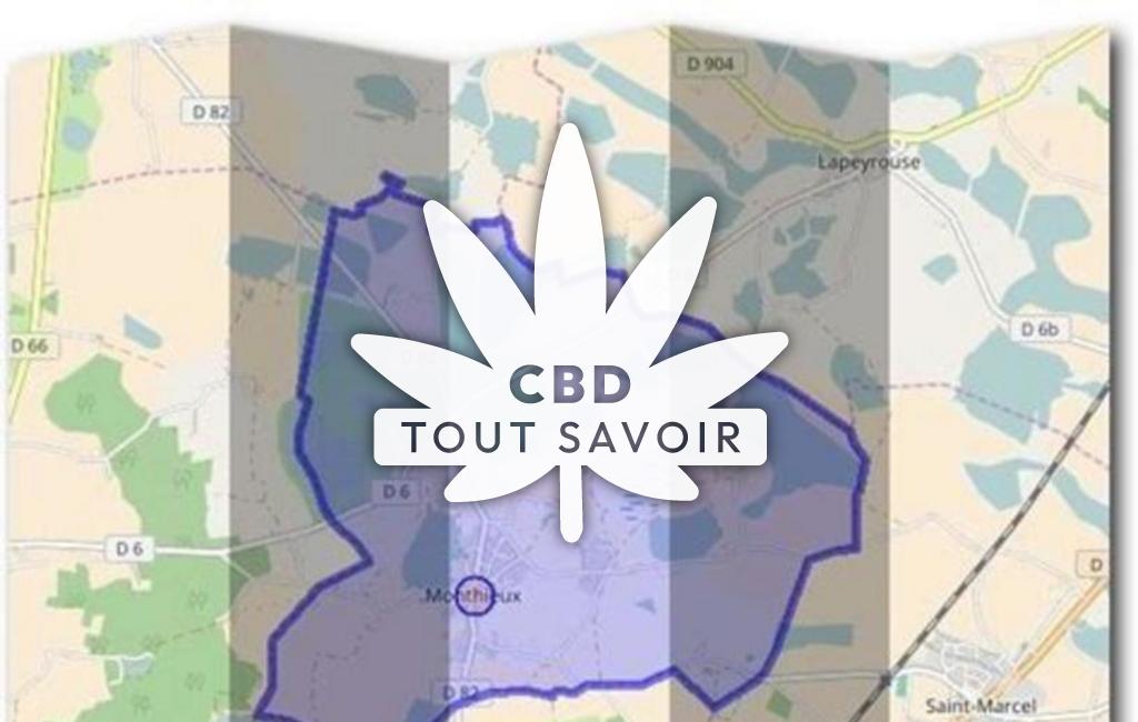 Village à Monthieux avec feuille Cannabis CBD