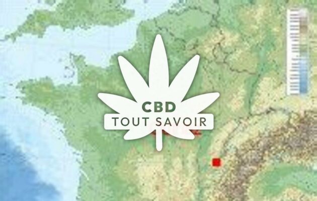 Village à Outriaz avec feuille Cannabis CBD