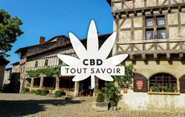 Village à Perouges avec feuille Cannabis CBD