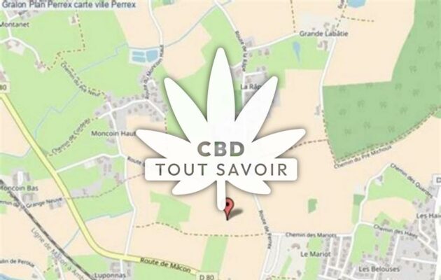 Village à Perrex avec feuille Cannabis CBD