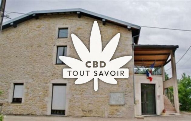 Village à Peyriat avec feuille Cannabis CBD