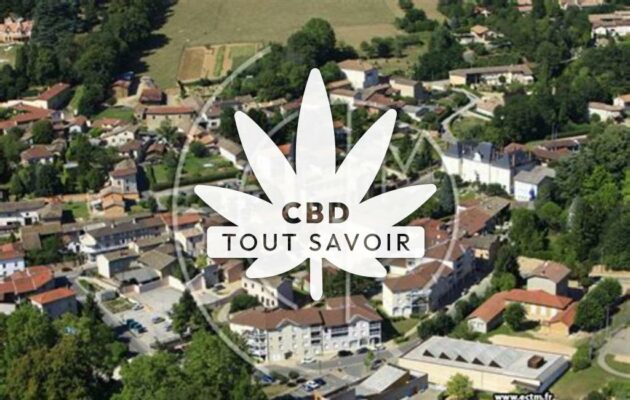 Village à Reyrieux avec feuille Cannabis CBD