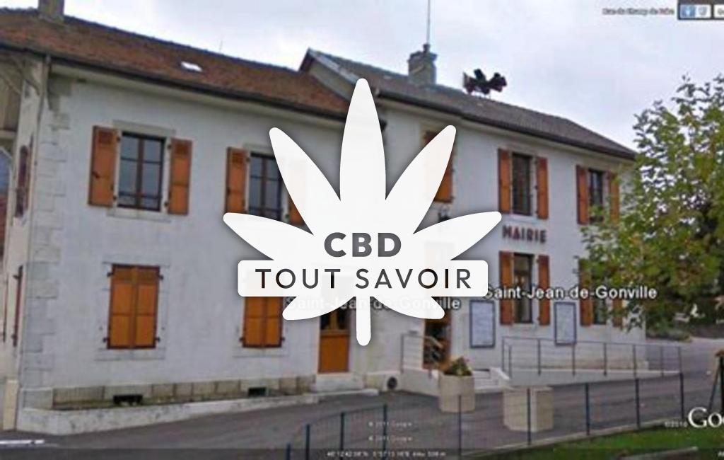 Village à Saint-Jean-de-Gonville avec feuille Cannabis CBD